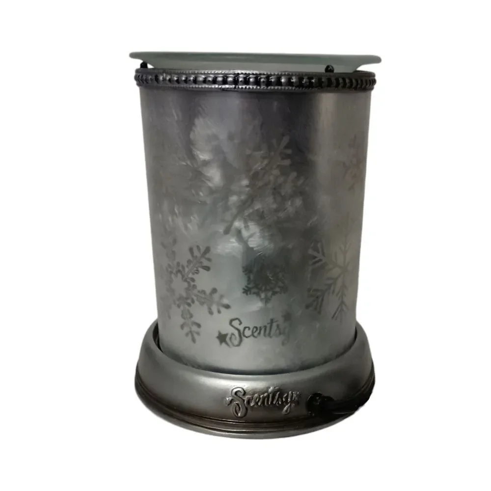Scentsy Silver Frost Glass Shade Base Wax Warmer Lampshade Collection Snowflake.